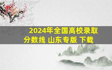 2024年全国高校录取分数线 山东专版 下载